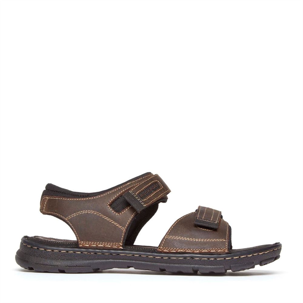 Rockport Men's Darwyn Strap Sandals - Brown - USA (2867EDTFZ)